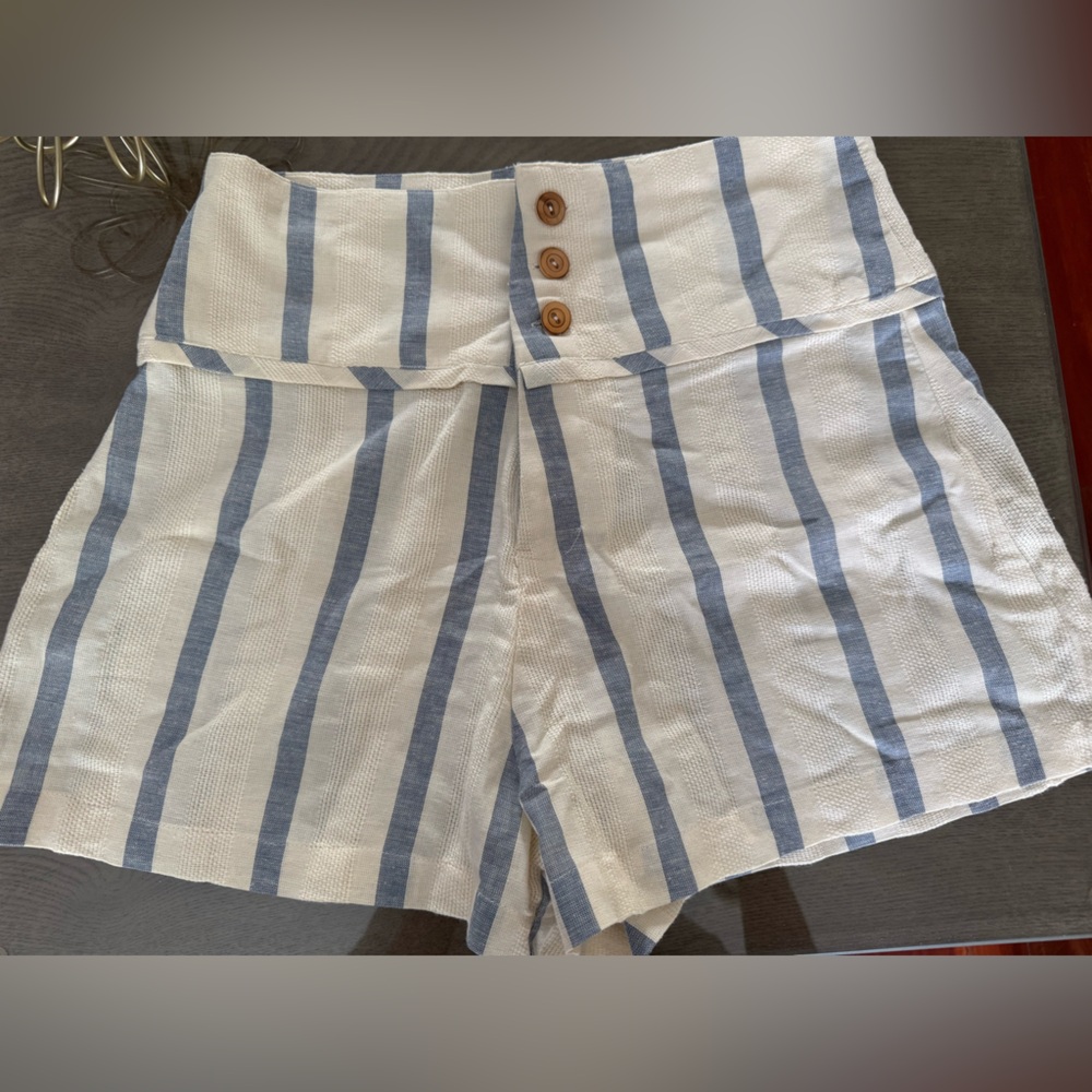 Beach Striped Shorts with Button Detail